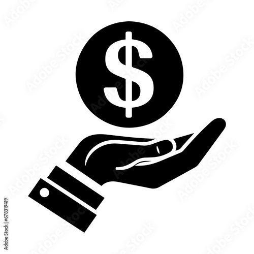 Money Icon vector silhouette, Money Icon On the hand vector silhouette, dollar icon vector