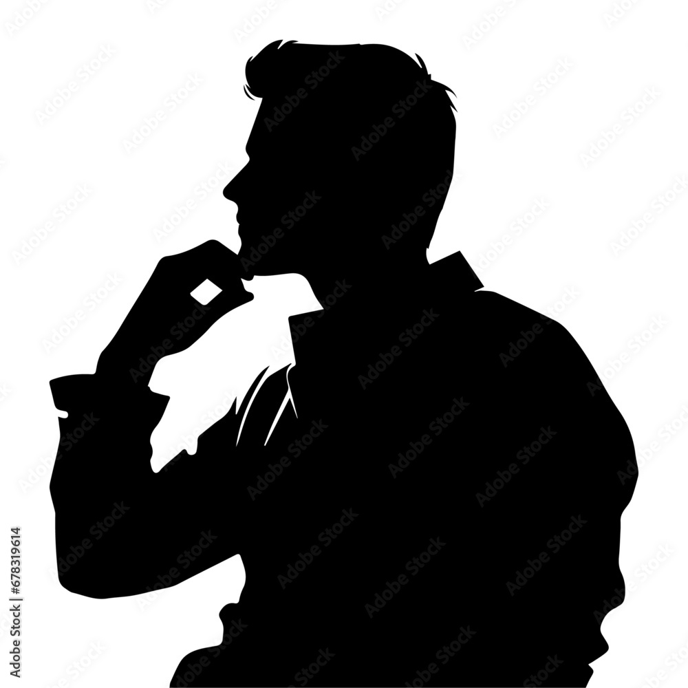 Business man Thinking vector silhouette, a man thinking silhouette, stress person vector