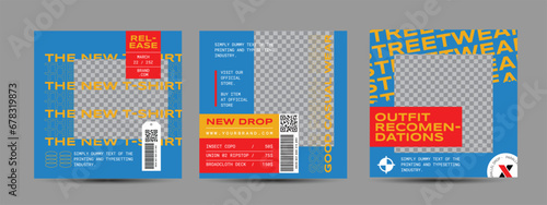 Modern urban futuristic streetwear fashion design for social media post template