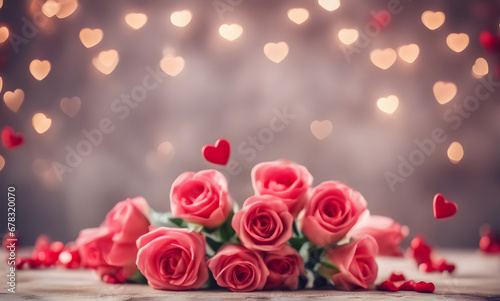 Valentine s Day love with hearts and roses