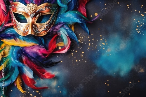 colorful carnival mask with feathers