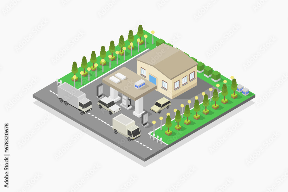 Gas station isometric Gas station isometric