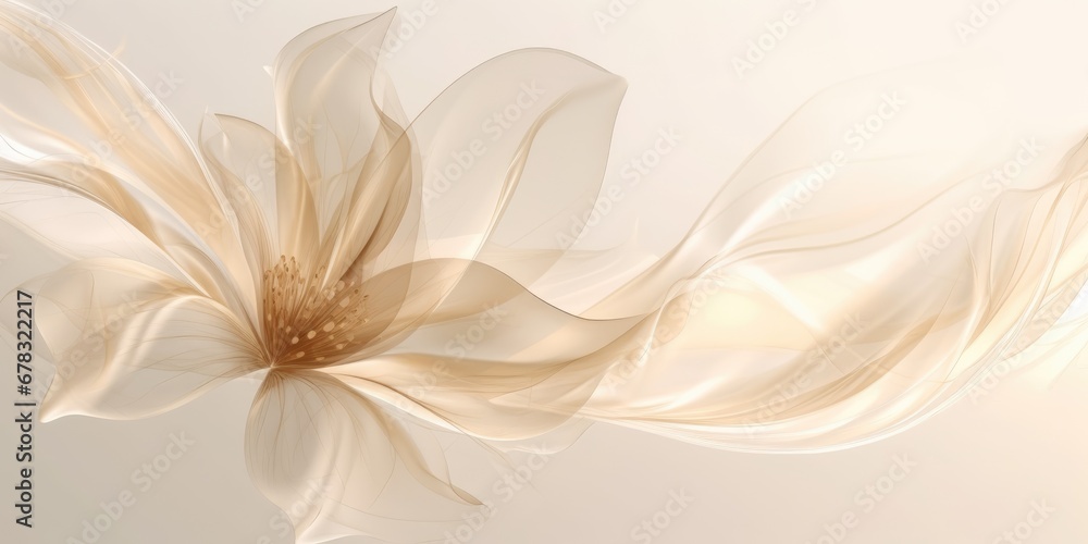 Beautiful abstract beige and white transparent floral design background. beautiful Generative AI AIG32 - obrazy, fototapety, plakaty 