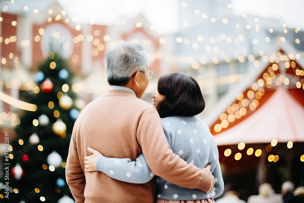 Senior couple enjoying a Christmas market together