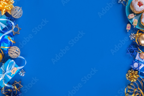 Картината върху платно Happy Hanukkah greeting card background