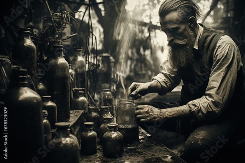 Wallpaper Mural A vintage and retro spooky person in the collodion wet plate process technique. Generative AI, AI Torontodigital.ca