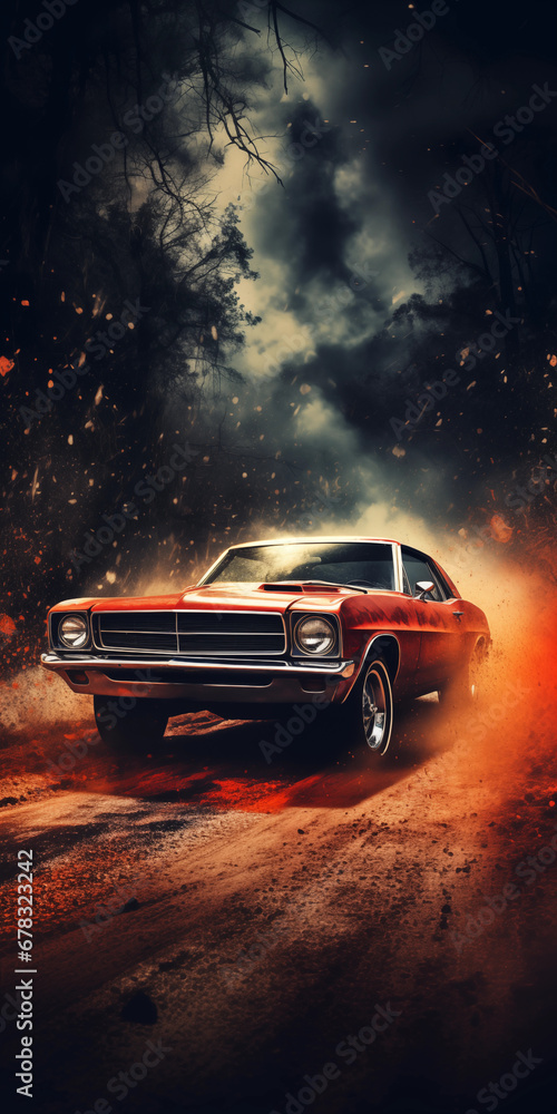 muscle car, burning rubber muscle car, burning rubber