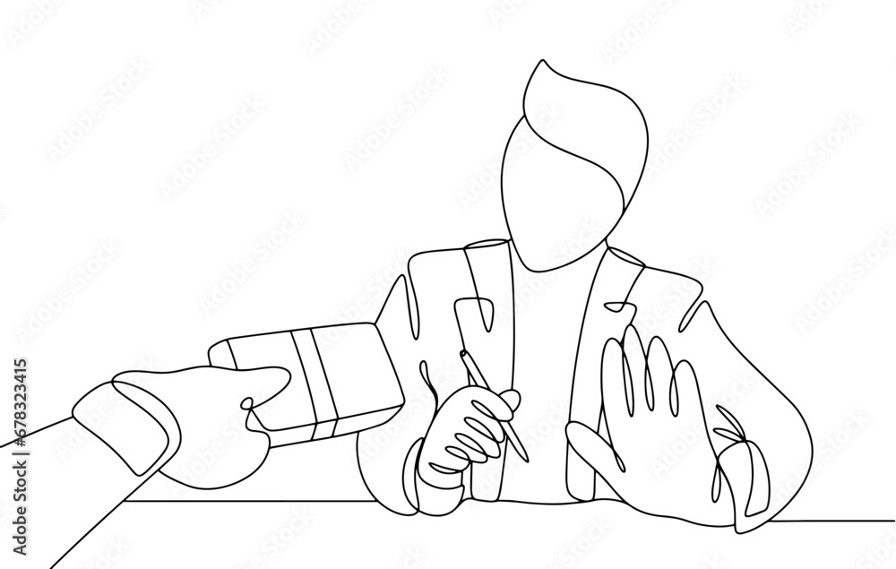 Fototapeta premium Bribe. Refusal. One line