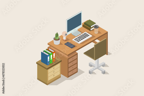 Isometric office desk