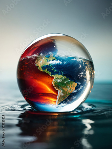 Save Planet Campaign Concept with Earth in a Water Drop Illustration © Zikku
