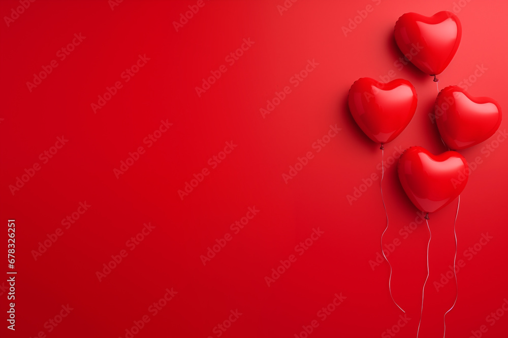Red heart shaped on red background. Valentine's Day holiday celebration or wedding party decoration background