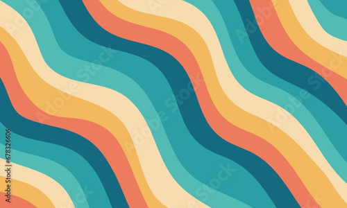 Retro groovy colorful wavy pattern background