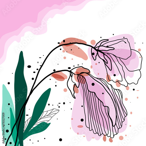 Abstract Minimalis Digital Art of a Pink Rose