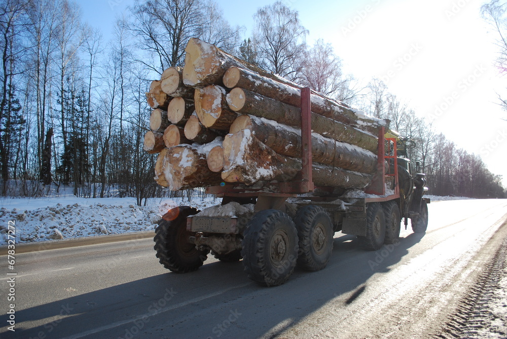 Winter frozen road. Beautiful and danger. logging truck the same as in famous scary movie. Winter frozen road. Beautiful and danger. logging truck the same as in famous scary movie.