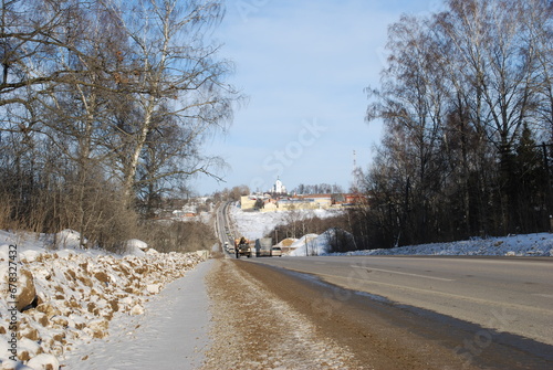 Winter frozen road. Beautiful and danger. Outside is 20 degreese below 0. photo