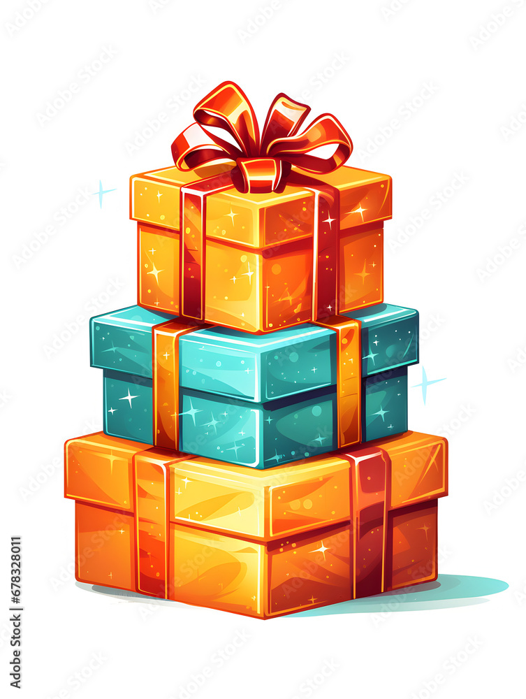 Obraz premium Illustration of colorful gift boxes isolated on white background 