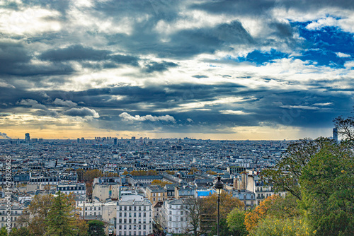 Paris downtown in the Montmartre area and sacre coeur church