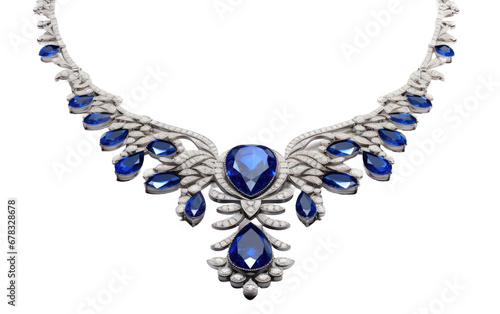 A Realistic Glimpse of the Seraphic Sapphire Necklace on a Clear Surface or PNG Transparent Background.