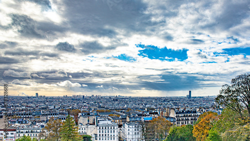 Paris downtown in the Montmartre area and sacre coeur church photo