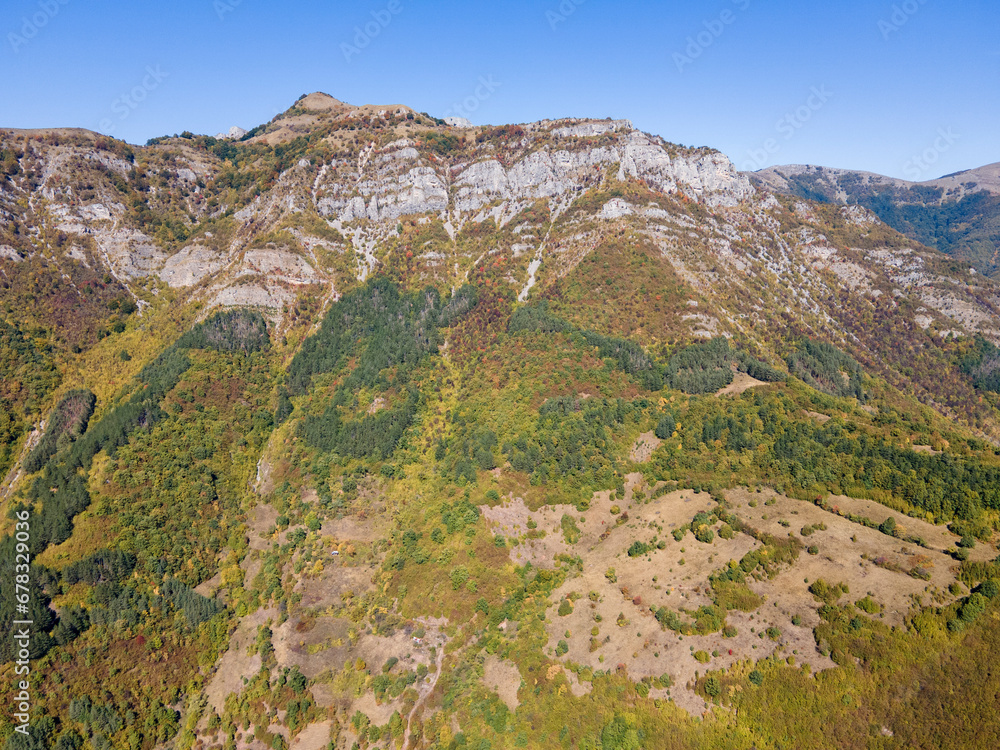 Fototapeta premium Aerial view of iskar gorge near, Balkan Mountains, Bulgaria
