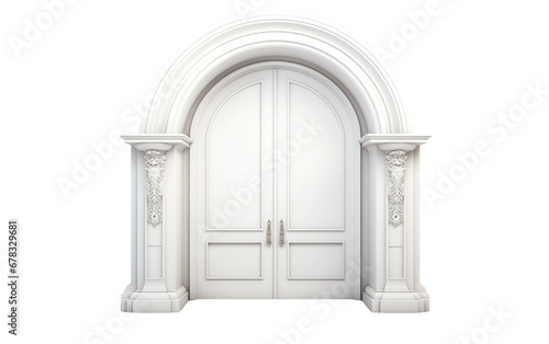 Arched Ambiance Door With White Color Isolated On a Clear Surface or PNG Transparent Background. photo