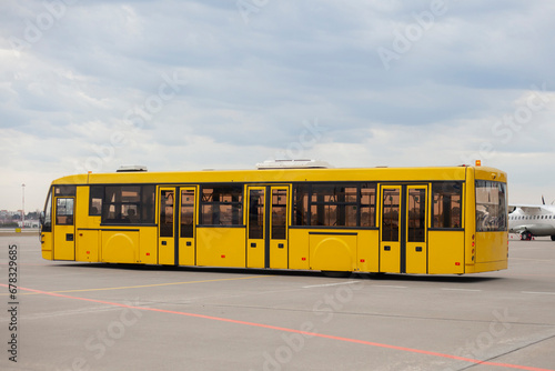 Technical transport at the airport. Aircraft maintenance machines. Transport on the runway.