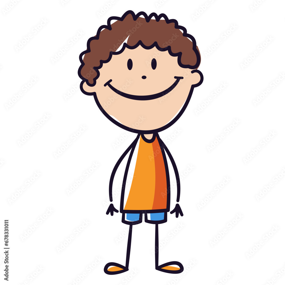Vector illustration in doodle style. Children's drawing of a man. Hand drawing with felt-tip pen . Vector illustration Vector illustration in doodle style. Children's drawing of a man. Hand drawing with felt-tip pen . Vector illustration