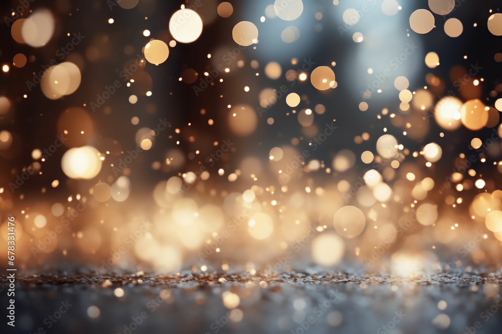 Abstract background with gold particle, Christmas and New Year Golden light shine particles on a background with lights, gold foil texture, holiday concept Abstract background with gold particle, Christmas and New Year Golden light shine particles on a background with lights, gold foil texture, holiday concept
