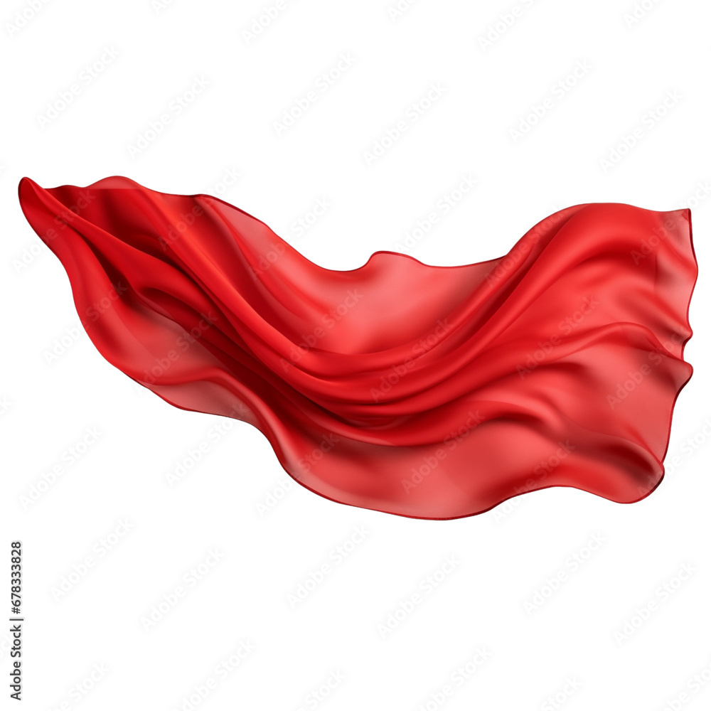 Red silk isolated on transparent, AI Generated Red silk isolated on transparent, AI Generated