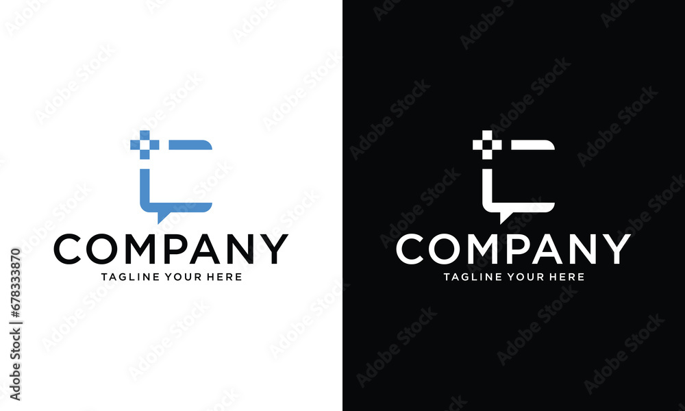 Bubble Chat initial letter C with Plus Cross Pharmacy Hospital logo design Bubble Chat initial letter C with Plus Cross Pharmacy Hospital logo design