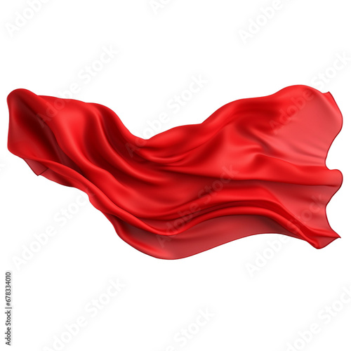 Red silk isolated on transparent, AI Generated