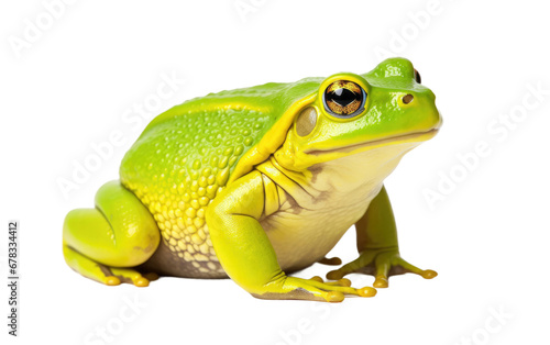 Green Bouncing Bullfrog Stuffed Animal Isolated On a Clear Surface or PNG Transparent Background.