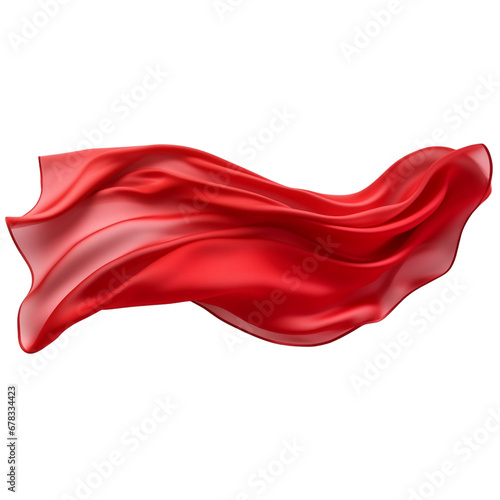 Red silk isolated on transparent, AI Generated
