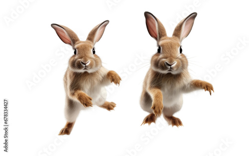 Brown Bouncing Bunny Hoppers Isolated On a Clear Surface or PNG Transparent Background. photo