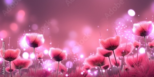 Beautiful abstract pink night photo floral design background banner. beautiful Generative AI AIG32