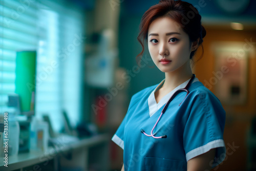 portrait of devoted asian nurse
