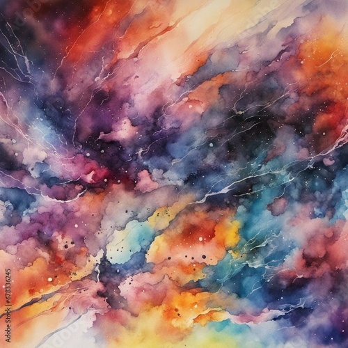 romantic glorious storm of watercolor, intense, dynamic, stylized, colorful, detailed, high resolution