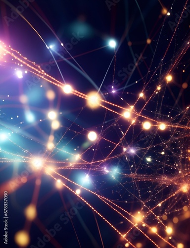 Abstract technology background. Fiber optics connections. AI generated illustration