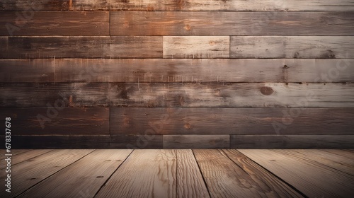 Background and texture of old wood stripe decorative fence wall surface