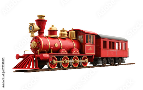 Beautiful Choo Choo Train Set Isolated On a Clear Surface or PNG Transparent Background.