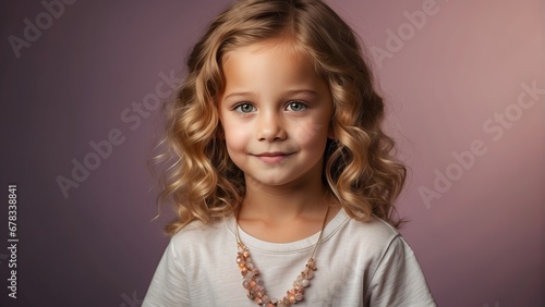 Joyful Blonde Model: Closeup Studio Portrait of a Cute Girl Posing with Radiant Happiness and a Gradient Background