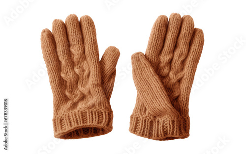 Warm Cozy Knit Gloves on a Clear Surface or PNG Transparent Background.
