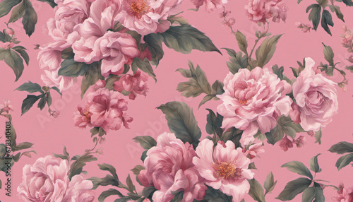 seamless background with pink flowers