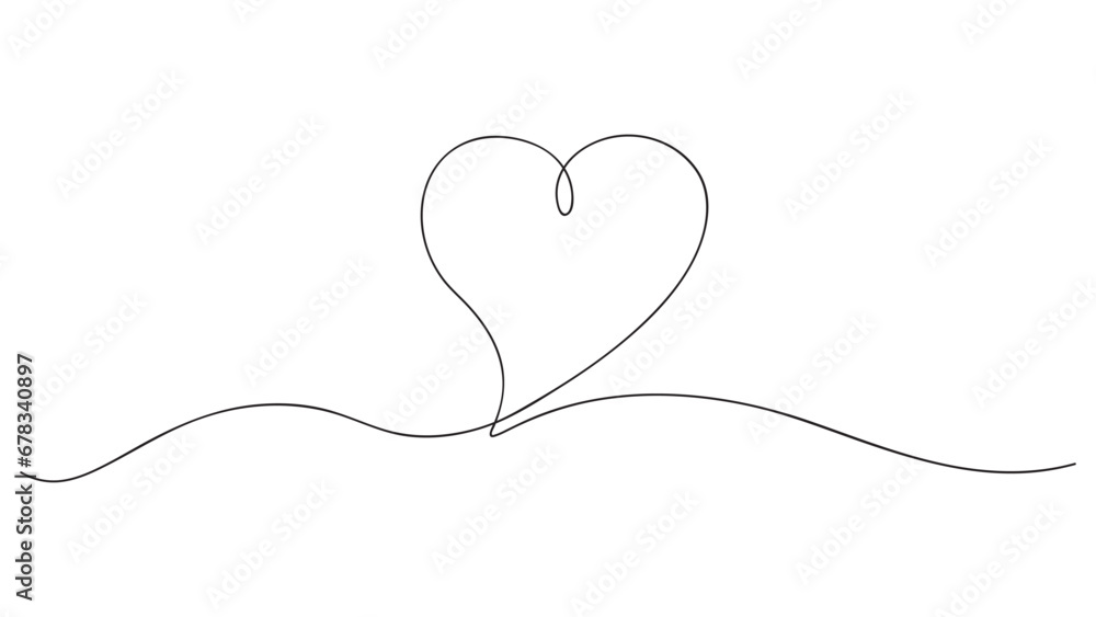 Fototapeta premium Continuous line art drawing of heart. vector illustration