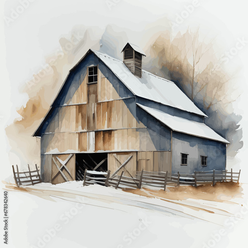barn in winter