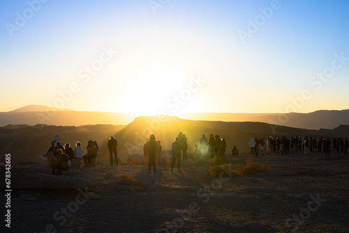 Por do sol no Valle de La Luna no deserto do Atacama  Chile. 