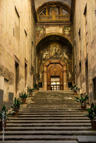 Antrance of the cloister of Armenian sanctuary in Naples, Italy. © rparys