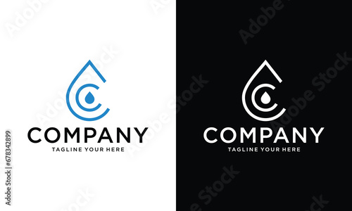 Minimalist Initial Letter C with Droplet or Oil Drop Logo Design Vector. Simple Initials C Letter with drop oil or water.