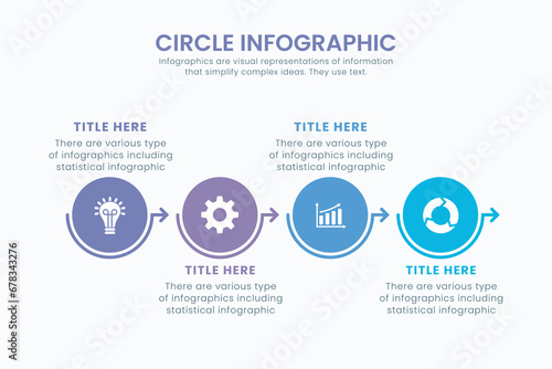 Minimal business circle infographic design template for cycling diagram. presentation and round chart. Business concept with 4 stages. Modern flat vector illustration for data visualization.