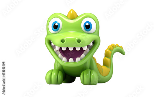 Doodle Dino Teether in Hilarious Face on a Clear Surface or PNG Transparent Background.